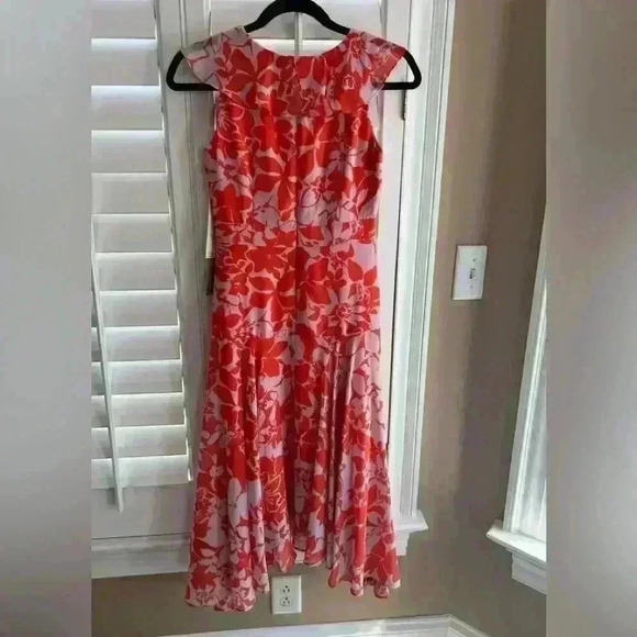 New with tags Eliza J Handkerchief Hem Midi Orange & Lilac dress - Picture 6 of 8